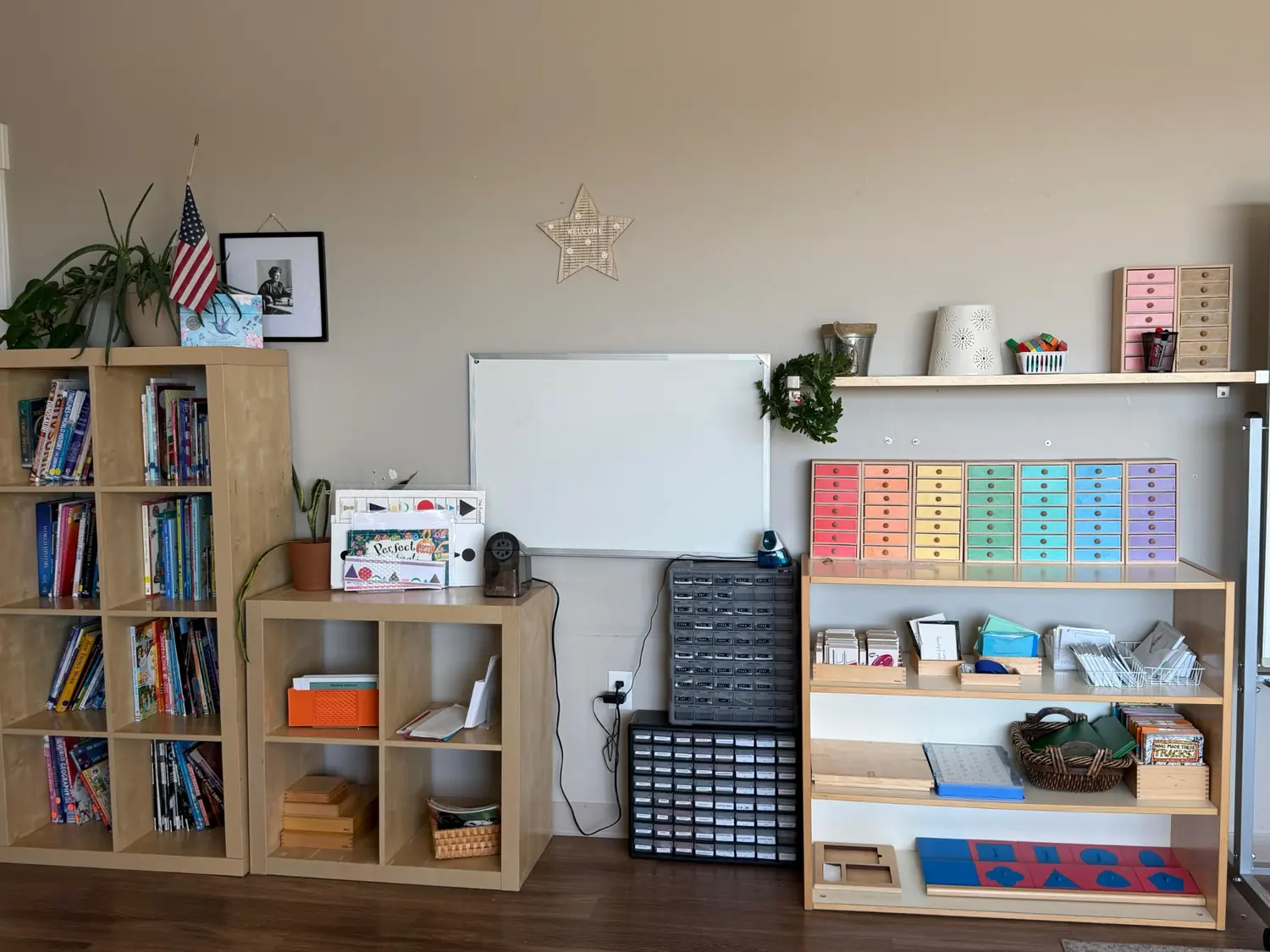 Prepared classroom shelves
