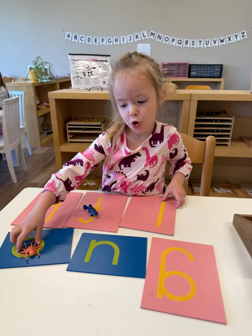 Student matching letters and sounds